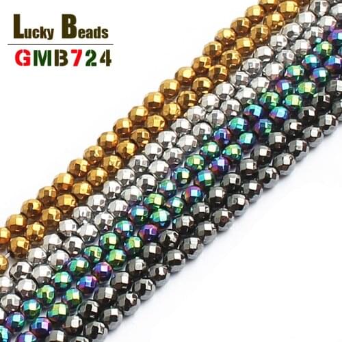 2mm Faceted Hematite Beads 4 colors 180pcs/lot Natural Stone Beads For Jewelry Making Free shipping