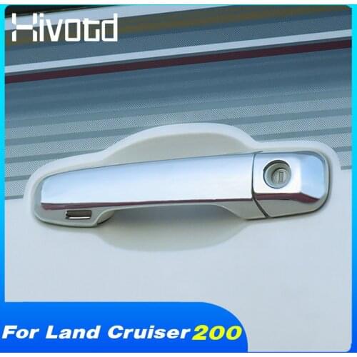 Hivotd Door Handle Cover Trim Exterior Accessories Car Styling Decoration Chrome Parts For Toyota Land Cruiser 200 2016-2020
