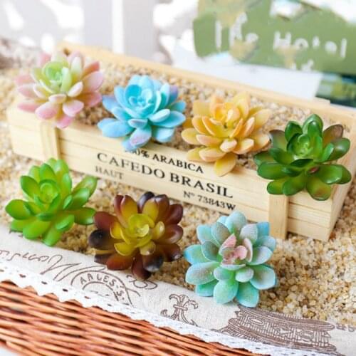 1pc Artificial Succulents Plants Fake Flowers Plant Mini PVC Simulated Floral Plants Craft Home Office Wedding Garden Decoration