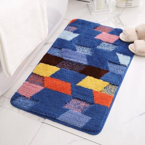 Indoor Carpet Rectangle Patchwork Color Water Absorption Dusts-removing Thick Anti-slip Bathroom Hallway Kitchen Rug