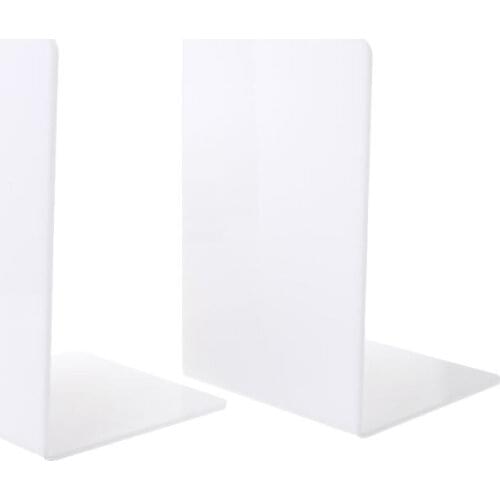 2Pcs White Acrylic Bookends L-shaped Desk Organizer Desktop Book Holder School Stationery Office Accessories P9YA