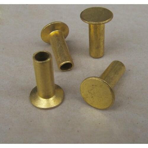10Pcs M6 M7 M8 Brass Countersunk Rivets Flat Head Half hollow Brassiness Hand Percussion Rivet Auto parts Riveting 18mm-26mm L