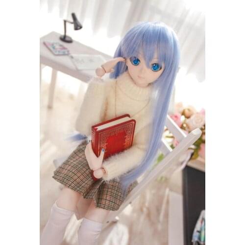 Fashion Doll Wig Bjd Wig 7-8'' 6-7'' Blue Doll Hair,High Temperature Wire Straight Long Wig for 1/6 SD DD MDD Msd Yosd Doll