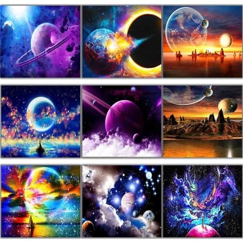 CHENISTORY Diy Paintings By Numbers Kits Digital Painting with Frame Oil Painting Starry Sky Scenic for Home Decors Arts