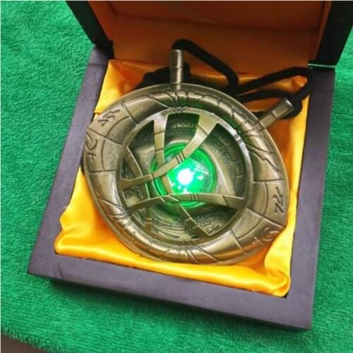 Cattoys 1/1 Dr Strange Necklace Keyring Time Stone Eye of Agamotto With LED Light