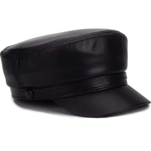 2020 new Genuine Leather sheepskin cap Fashion Cap Box Hat men brand cap 100% real leather student fashion caps leather hat