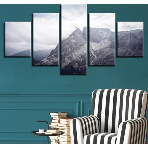 Landscape Sky Cloud Star Mountain River Hot Air Balloon 5 Piece Wall Pictures For Living Room Color Painting Art Home Decor