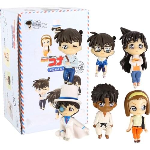 PUTITTO Series Detective Conan Kudou Shinichi Mouri Ran KyoKakarotto Makoto Suzuki Sonoko PVC Figures Toys 6pcs/set