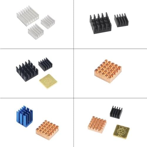 Raspberry Pi Heat Sink Aluminum Copper Metal Heat Dissipation Pad CPU WLAN Cooling Heat Sink for Raspberry Pi 3 Model B+/3B