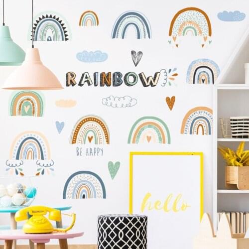 Rainbow DIY wallpaper for childrens room decoration Self adhesive wallpaper for bedroom sofa background wall Cloud Wall Sticker