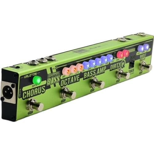 Valeton Dapper Bass Guitar Multi Effects Pedal Strip 6 in 1 Tuner,Chorus,Octaver,Dirty Q Boost Comp VES-2