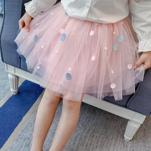 3-9 Years Baby Girls Skirts Summer New Fashion Dots Pleated Baby Skirts Cute Net Yarn Tutu Skirts For Toddler Girls Child Skirts