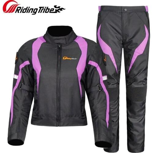 Women Motorcycle Jacket Pants Summer Ladies Riding Raincoat Safety Suit with 9pcs Protective Gears and Waterproof Lining JK-52