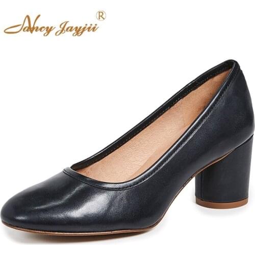 Womens Pumps classic Spring Autumn shoes Basic Office-Career Dress Party Casual Heel Height Round heel Slip-on Round Toe