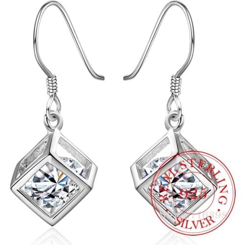 Korean 925 Sterling Silver Romantic Square Crystal Vintage Long Tassel Dangle Earrings For Women 2020 Engagement Wedding Jewelry