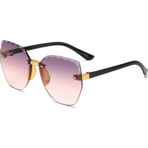 1PC Brand Girl Retro Cat Eye Sunglasses kids Rimless Fashion Rhinestone Frameless Sun Glasses Women Anti-UV400 Accessories New