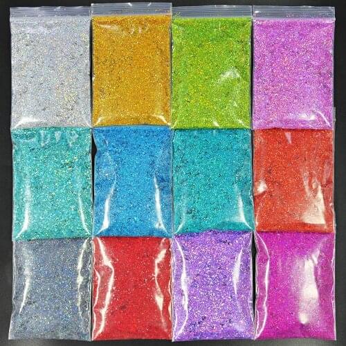 12 Colors 1000G Holographic Iridescent Nail Giliiter Galaxy Holo Nail Sequins Silver Gold 12 Colors Manicure Art DIY