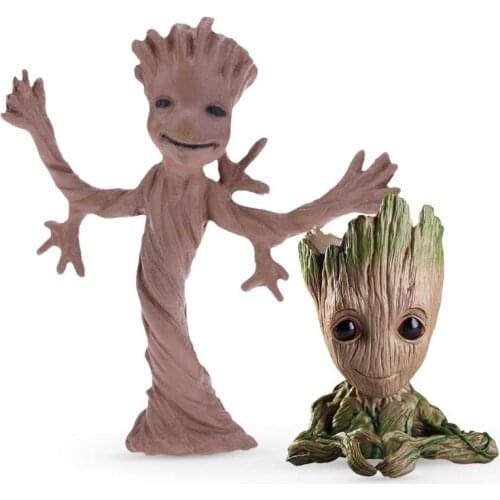 2xFlower Pot Baby Groot Flowerpot Planter Action Figures Toys PVC Hero Model Baby Tree Man Cute Model Toy Pen Pot Christmas Toy