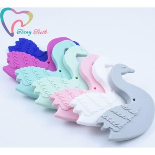 20 PCS Newest Swan Silicone Teether Mordedor Baby Swan Teethers DIY Pacifier Chain Pendant BPA Free Silicone Pendant Baby Toys