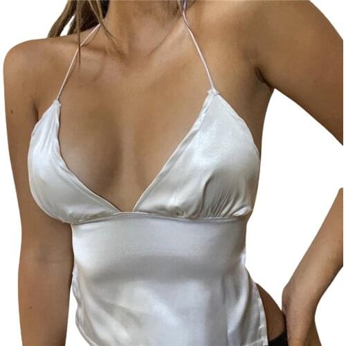 2021 Fashion Trend Women Female Vest Deep V-Neck Sleeveless Tops Backless Pullover Crop Tanks Lace Up Loose Sexy Casual Camisole