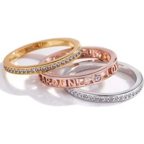 3pcs Detachable Folding Set Ring for Women Personality Suit Combination Letter Ring 1:1