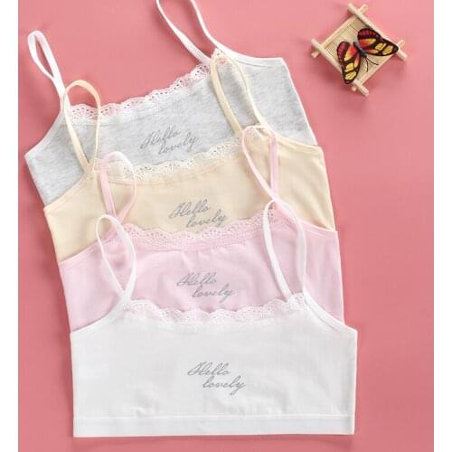 5Pc/Lot Lace Spot Summer Breathable Bra Vest Clothes Training Childrens Undewear for Young Girl 8-16Y
