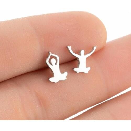 Asymmetry Stainless Steel Sports Stud Earrings Small Gymnastics Earring For Girls Kids Female Statement Bronics 2021 New Fashion