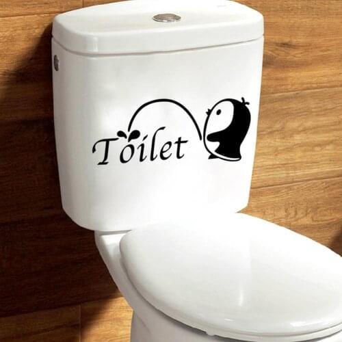 AsyPets Penguin Toilet Stickers Bathroom Dcorative Sticker Indoor Removable Sticker Decals