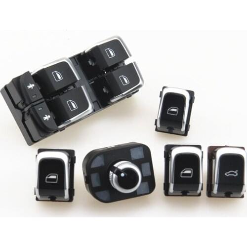AZQFZ Chrome Window Control Switch + Mirror Knob Trunk Lock Switch Button For A7 A6 Allroad Quattro S6 C7 RS6 RS7 4GD 959 855 B