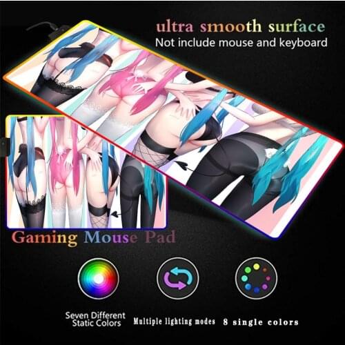 Sexy Ass Anime Large Gaming Glow Mousepad RGB XXL Computer Mat LED Backlit Mat Mause Carpet Desk Mat for CSGO Keyboard PC Pad