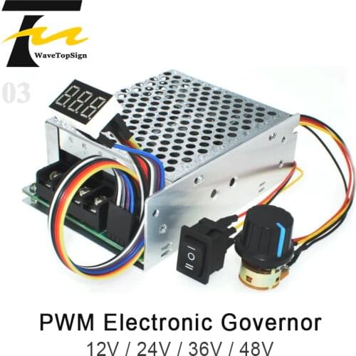 Wavetopsign Digital Display 0~100% adjustable DC 10-50V 40A DC Motor Speed Controller PWM 12V 24V 48V 2000W MAX 60A Reversible