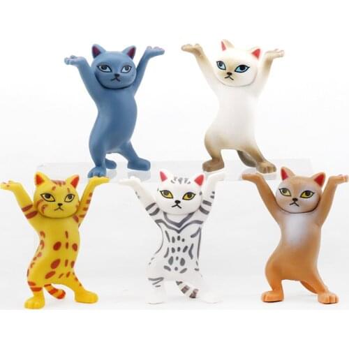 Cat Pen Holder Black Cat Figurines Kids Funny Cat Pen Earphone Holder Kid Adult Doll Toy Gift Weightlifting Pen Stand Home Decor