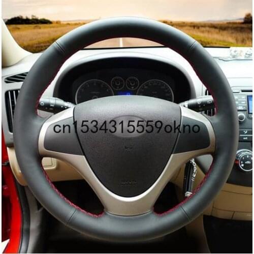 DIY Black Leather Car Steering Wheel Cover for Hyundai i30 2009 2010 2011 Elantra Touring 2010 2011 2012