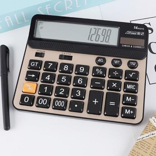 H7JA Financial Accounting Tools 14 Digits Electronic Calculator Large Screen Calculators Home Office School Calculators