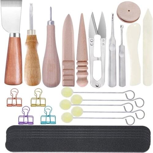LMDZ Leather Edge Beveler with Leather Skiving Tools Stitching Groover Crease Leather Edge Device Trimmer Crimping Leather Tools