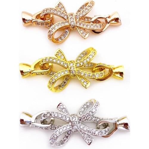 Copper Clasps 18K Gold plated DIY Pearls Jewelry Fittings Fastener Connector Clasps For DIY Gems Pearls Necklace Bracelet Clasp