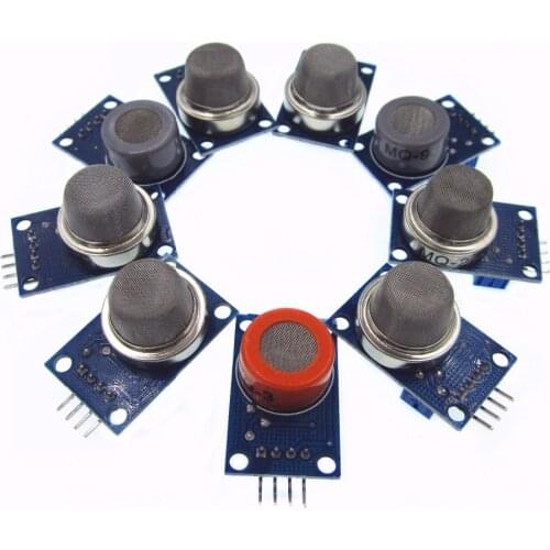 Gas detection module MQ-2 MQ-3 MQ-4 MQ-5 MQ-6 MQ-7 MQ-8 MQ-9 MQ-135 each of them 1pcs total 9pcs sensor for kit