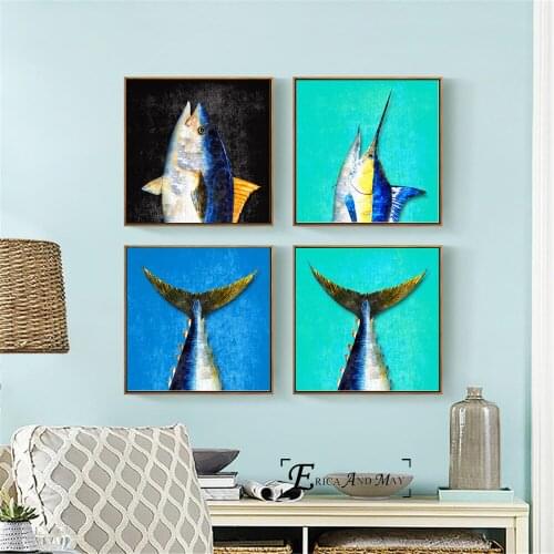 Sea Fish Animals Nautical Posters and Prints Wall art Decorative Picture Canvas Painting For Living Room Home Decor Unframed