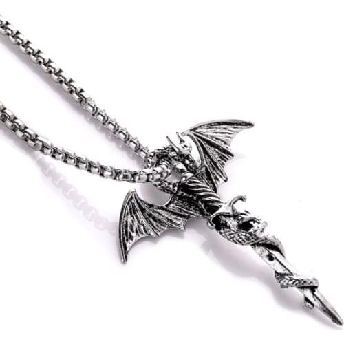 New Bat Pendant Necklace Mens Trendy Hip Hop Retro Personality Simple Necklace Pendant Jewelry Wholesale