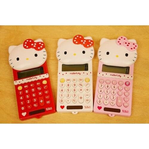 New Lovely Pink Cartoon Solar Power Desktop Electric Calculator