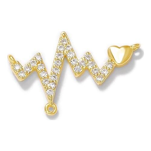 Factory wholesale Gold Color Brass and Zircon ECG Charms Pendants Necklace and Bracelet Earring Diy Jewelry Accessories