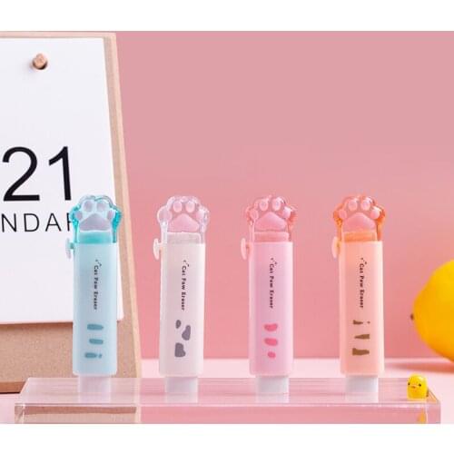 MINKYS Creative Retractable Kawaii Cat Claw Push Pull Eraser Cleaner For Pencil Drawing Painting Gift Office School Stationery