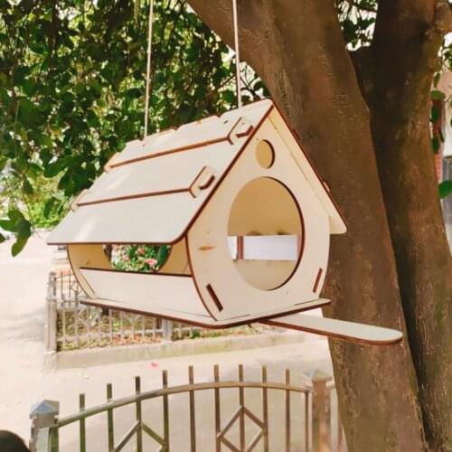 Hanging Wooden Feeder DIY Assembling Garden Supplies Field Outdoor Bird Cages Feeding Garden Hanging Pendant Bird House