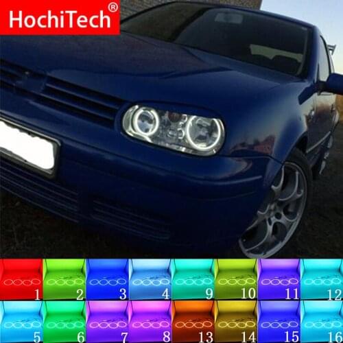 Multi-color RGB LED Angel Eyes Halo Ring Eye DRL RF Remote For Volkswagen VW Golf MK4 R32 VR6 CABRIO A4 1998 - 2004 Accessories