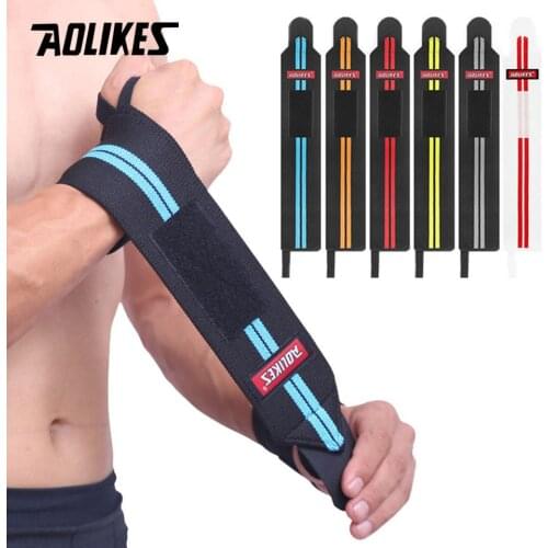 AOLIKES 1Pair Adjustable Wristband Elastic Wrist Wraps Bandages for Weightlifting Powerlifting Breathable Wrist Support