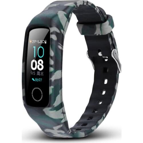 For huawei honor band 4 5 strap Soft silicone bracelet all-inclusive camouflage Protective sleeve honor band 4 Replace strap