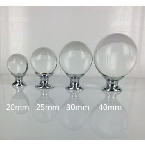 Modern fashion glass ball dresser door handles knobs silver chrome glass crystal cabinet drawer knobs pulls 20, 25 30 40mm knobs