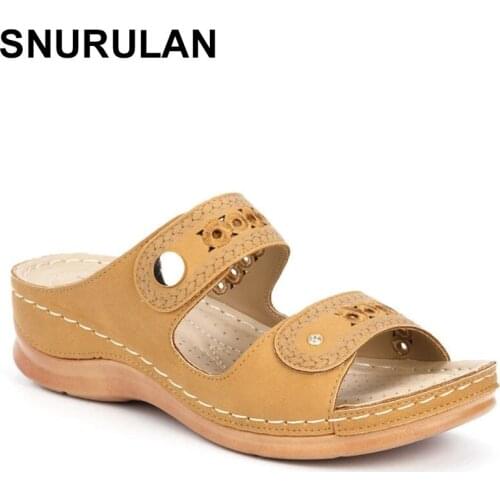 SNURULANWomen Sandals Soft Heels Summer Sandals with Wedges Shoes Women Flower Slippers Casual Platform Shoes Plus Size43Zapatos