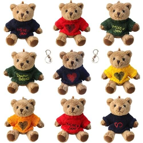Cute Cartoon Animal Plush Toy Keychain Backpack Key Chain Creative Sweater Bear Limbs Moveable Sweater Bear Plush Toy For Girls