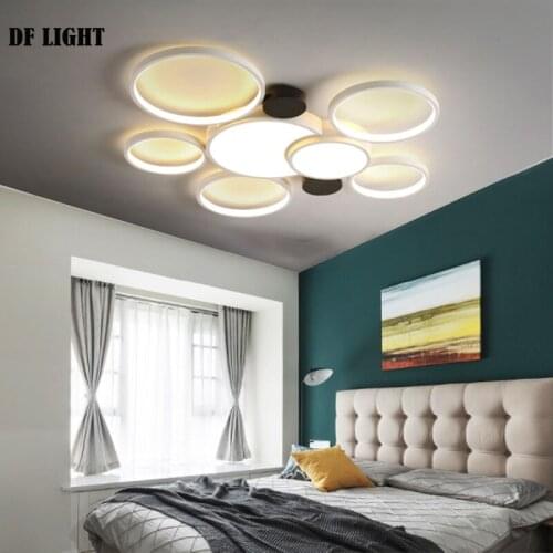 Factory Direct Sales Nordic Modern LED Ceiling Lamp for Living Room Bedroom Restaurant LED Chandeliers RC Three Color Dimming